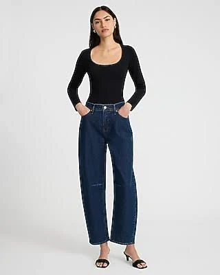 top Express Women's Bodycon Stretch Cotton Long Sleeve Bodysuit Express $33