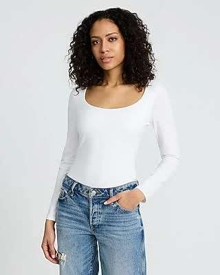 top Express Women's Bodycon Stretch Cotton Long Sleeve Bodysuit Express $44