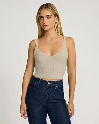 crop top Express Women's Fitted Ribbed Scoop Neck Sweater Tank Top Express $17.4