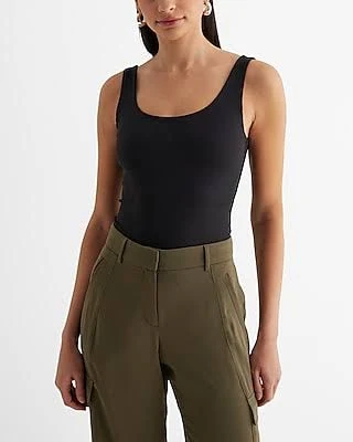 top Express Women's High Compression Ribbed Bodycon Scoop Neck Bodysuit Express $12.97