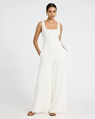 jumpsuit Express Women's Sleeveless Square Neck Linen-Blend Palazzo Jumpsuit with Pockets Express $73.5