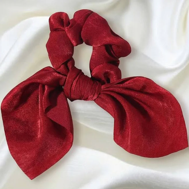 accessory Fancii & Co. Elle Satin Scrunchie Hair Tie with Bow Fancii & Co. $15
