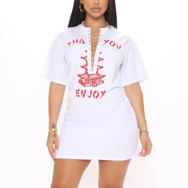 dress Fashion Nova Dresses | Fashion Nova White And Red Graphic Dress | Color: Red/White | Size: XL | Missdivaluv's Closet Poshmark $15