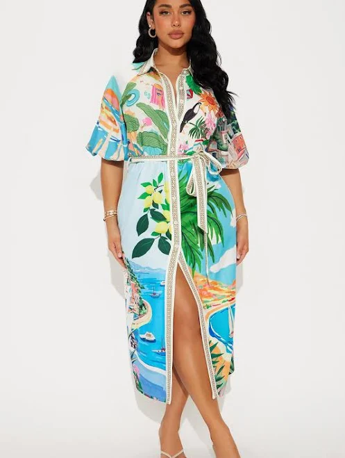 shirt dress Fashion Nova European Dream Shirt Midi Dress Fashion Nova $39.99