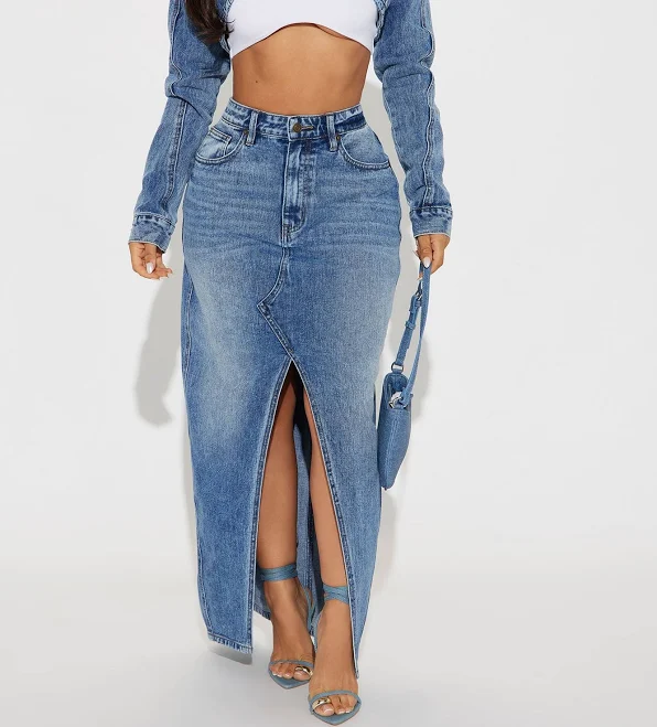 skirt Fashion Nova Lone Pine Denim Maxi Skirt Fashion Nova $22
