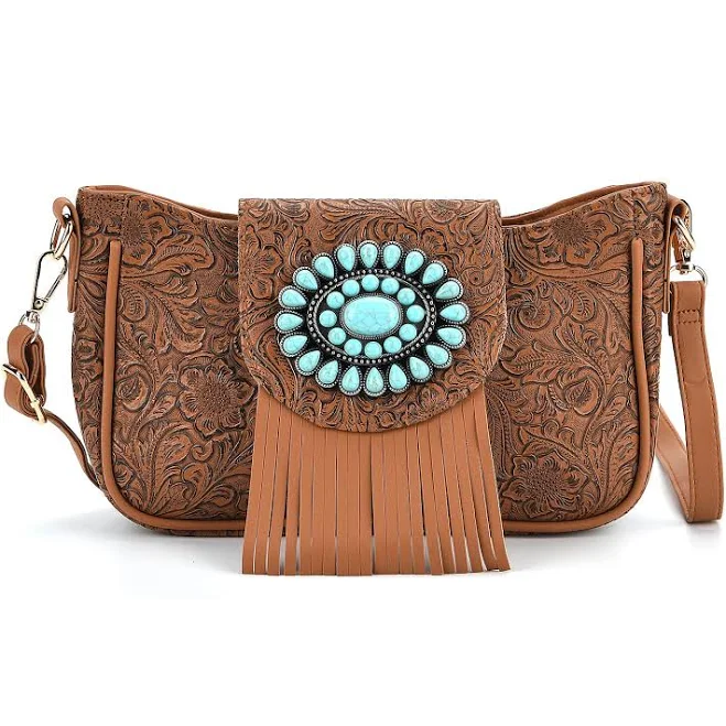 bag Faux Leather Crossbody Bag with Turquoise Charming Fringes Shop LC $29.99