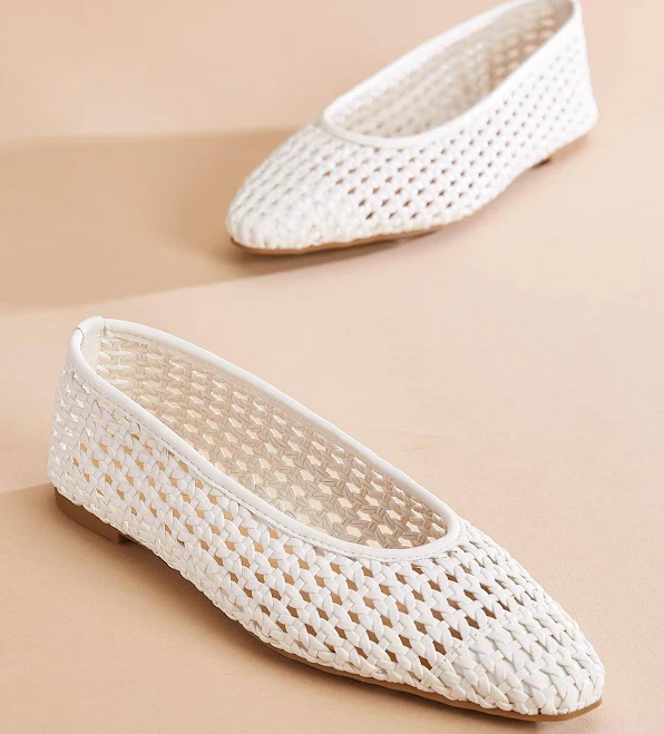 shoes Faux Leather Open Weave Ballet Flats Versona $29.99
