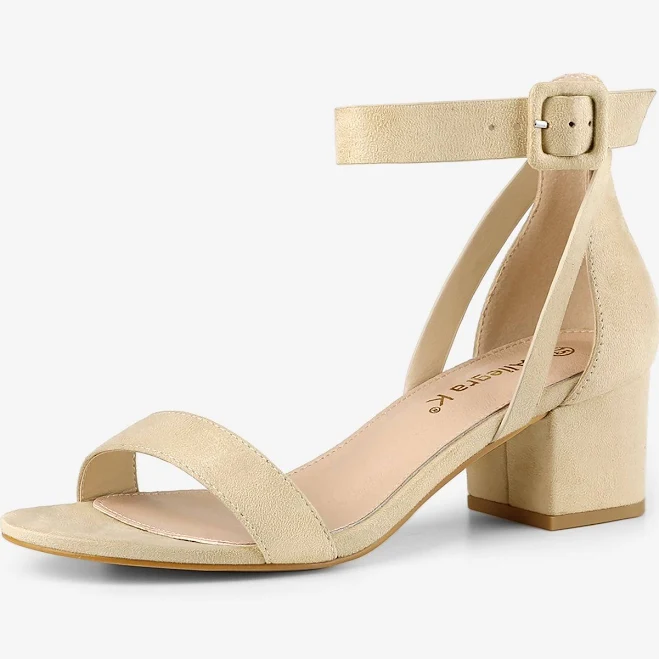 shoes Faux Suede Ankle Strap Block Low Heel Sandals Allegra K $49.99