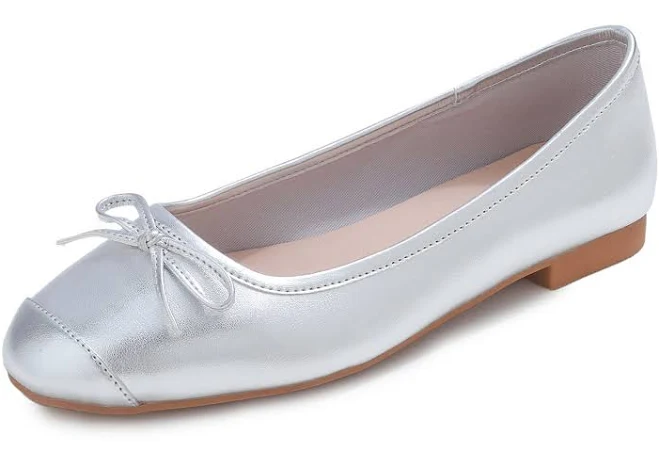 shoes Feversole Women's Square Toe Bow Tie Ballet Flats Feversole $27.99