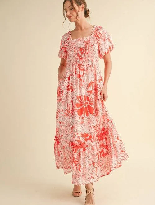 dress Floral Print Smocked Bodice Maxi Dress PinkBlush Maternity $17