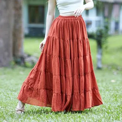 maxi skirt Flowy Boho Ruffle Maxi Skirt Etsy - Lannaclothesdesign $44.95