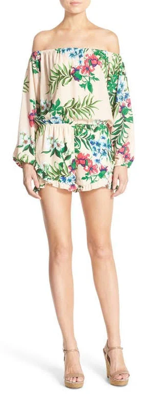 romper Fraiche by J Off The Shoulder Print Romper Nordstrom $104