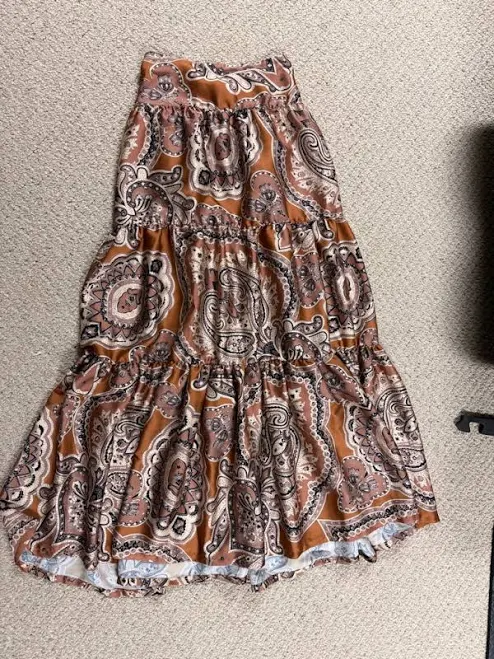 bottoms Free People Skirts | Free People Rust Paisley Tiered Maxi Skirt | Color: Brown/Cream | Size: S | Pm-29335421's Closet Poshmark $30