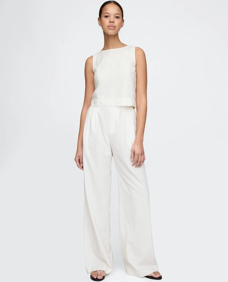 wide leg pants Gap Women's 365 High Rise Linen-Blend Trousers Gap $44