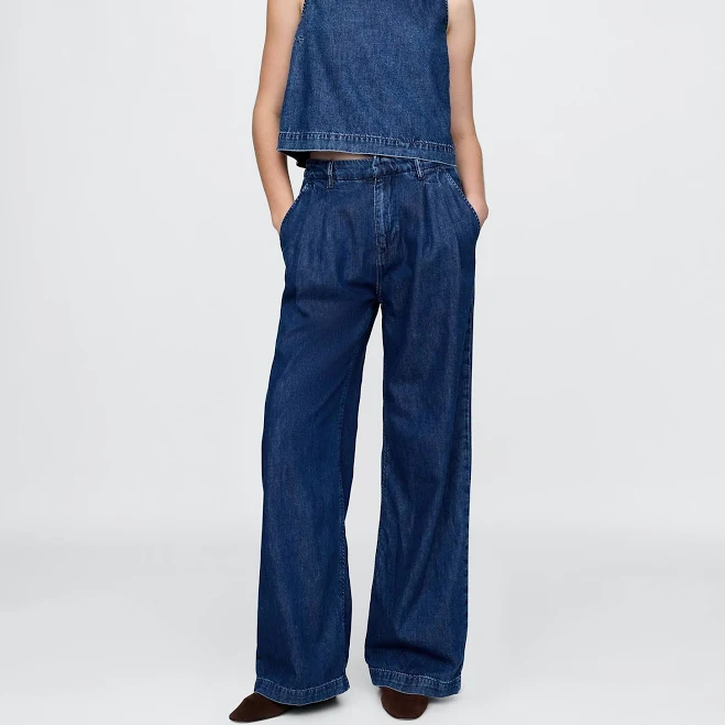 pants Gap Women's 365 High Rise Ultrasoft Pleated Denim Trousers Gap $74.99