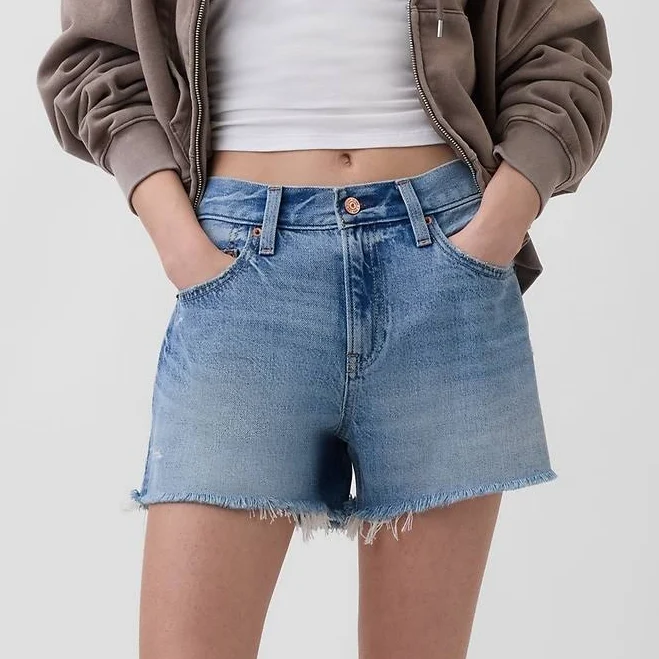 shorts Gap Women's 4" Mid Rise Ultrasoft Relaxed Cutoff Shorts Gap $59.95
