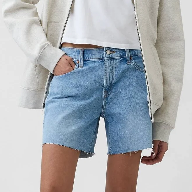 shorts Gap Women's 5" Mid Rise Soft Denim Shorts Gap Factory $29.99