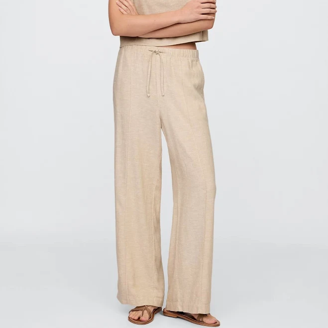 pants Gap Women's Mid Rise Linen-Blend Wide-Leg Pants Gap Factory $28.99