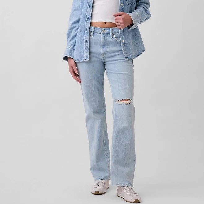 trousers Gap Women's Mid Rise Relaxed Straight Jeans Gap $35