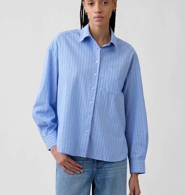 outerwear Gap Women's Oversized Poplin Shirt Gap Factory $23.99