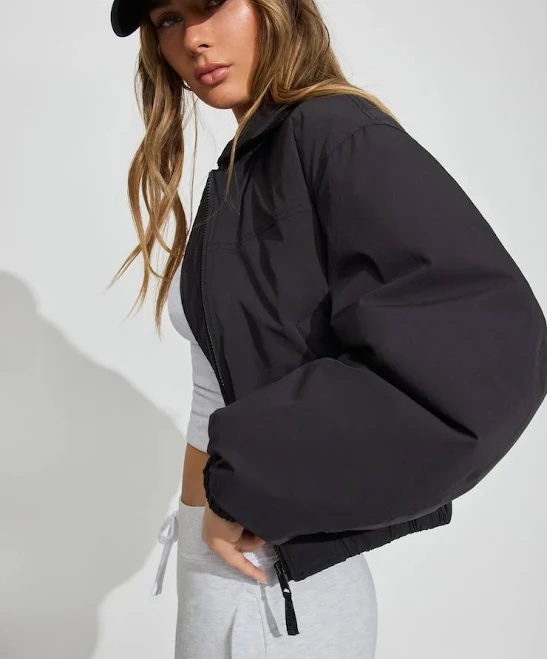 outerwear Garage Women's Cropped Nylon Bomber Jacket Garage $70