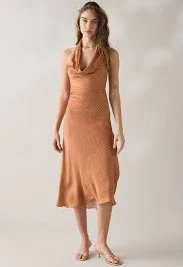 dress Glamorous Copper Cowl Halterneck Satin Midi Dress urbanoutfitters.com $133