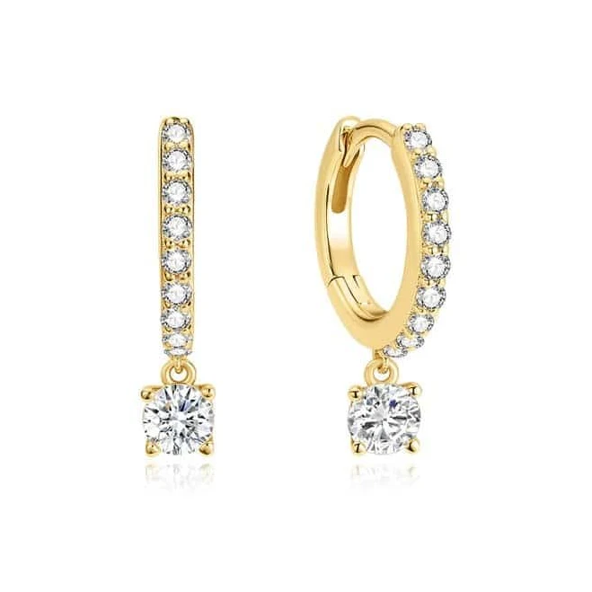 accessory Gold Dangling Sparkle Huggie Hoop Earrings Dandelion $59