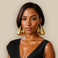 accessory Gold Geometric Big Hoop Earrings: Chunky Bohemian Bold African Statement Jewelry Etsy $56