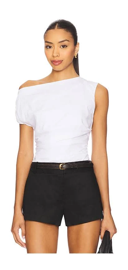 off-shoulder top Good American Poplin Off Shoulder Top in White - size L REVOLVE $84