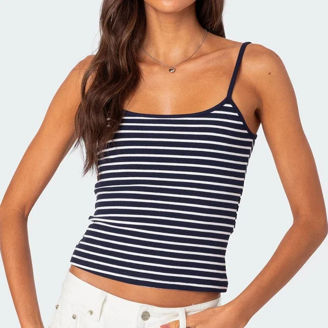 sleeveless top Gretta Striped Ribbed Tank Top edikted $19