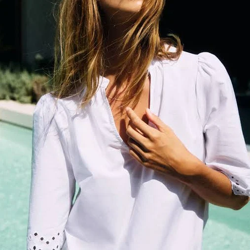 top H&M Ladies Eyelet-Embroidered Cotton Blouse H&M $24.99