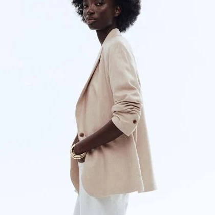 outerwear H&M Ladies Linen-Blend Blazer H&M $54.99