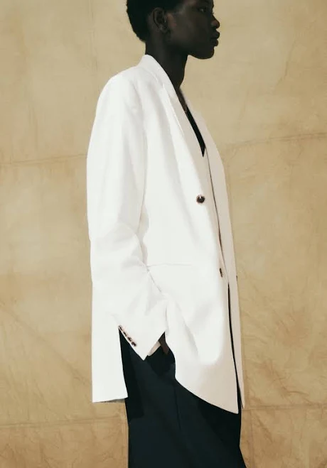 outerwear H&M Women Cream Linen-blend blazer H&M $74.99