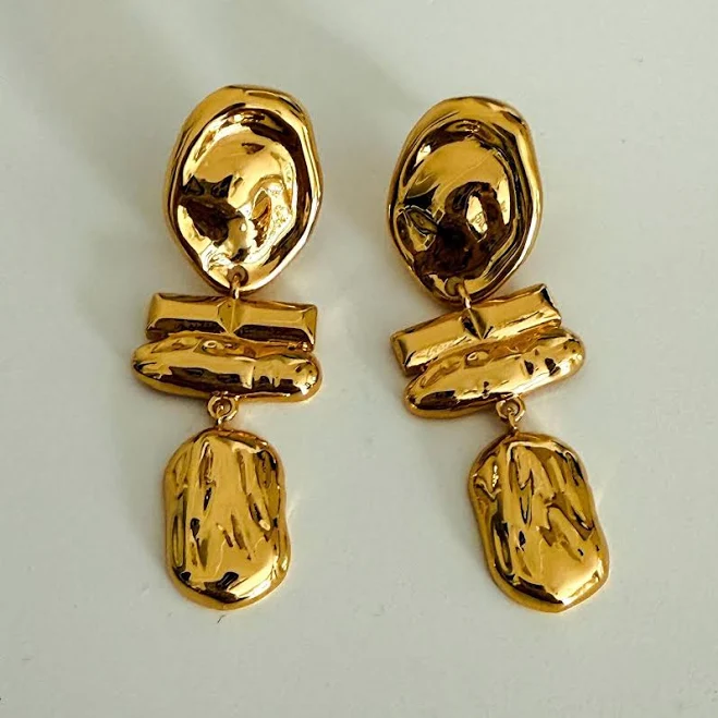 accessory Hammered Gold Drop Earrings Etsy - Seller $39