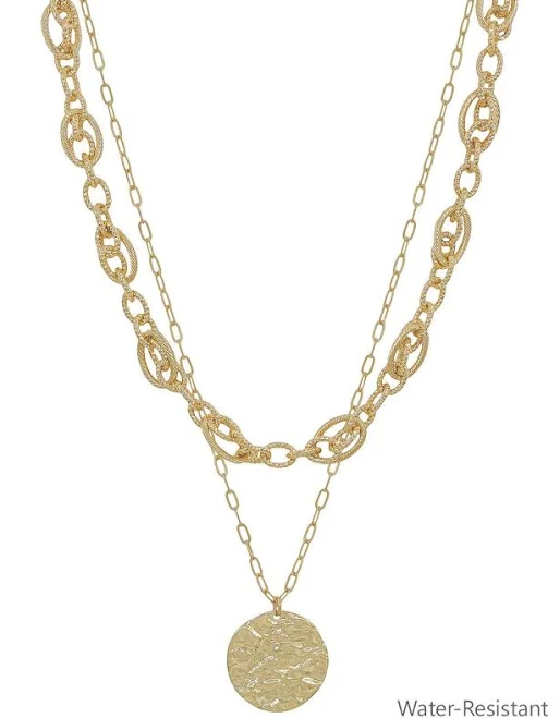 accessory Hammered Layered Gold Chain Necklace Three Birdies Boutique $24.95