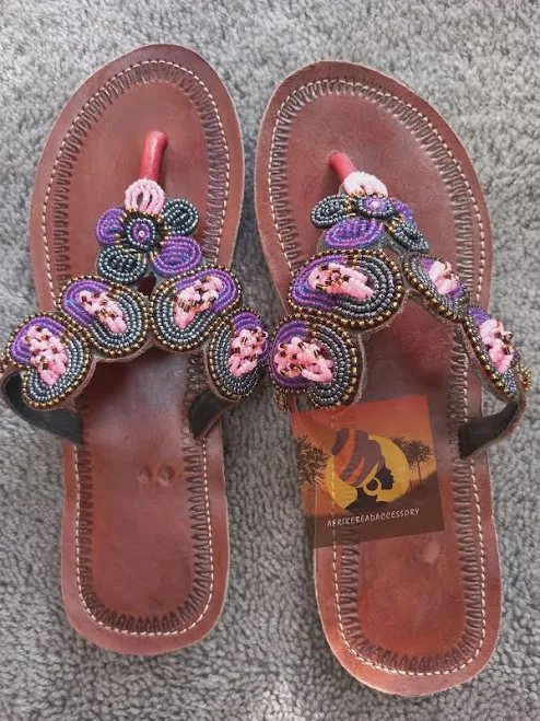 shoes Handmade Beaded Leather Slides Etsy - Seller $34.5