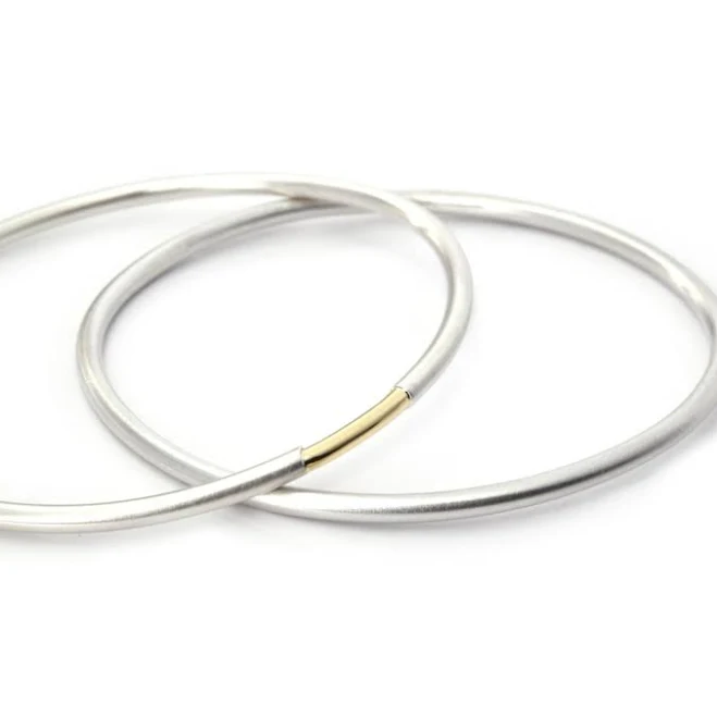 accessory Handmade Minimalist 9K Gold and Sterling Silver Oval Bangle Set Etsy - Seller $415.8
