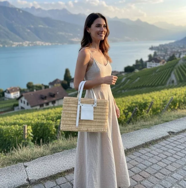 bag Handwoven Straw Tote Bag with Leather Straps Etsy - Seller $99.21