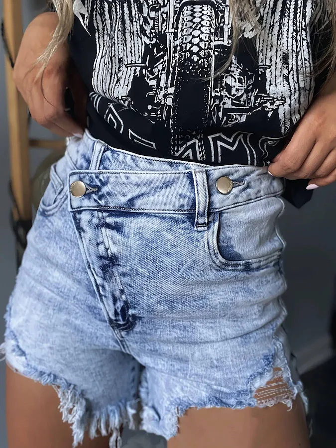 shorts Hazel Blues High-Waisted Distressed Denim Shorts Hazel Blues $49