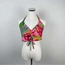 matching set Hibiscus Collection Women's Floral Halter Crop Top eBay $16