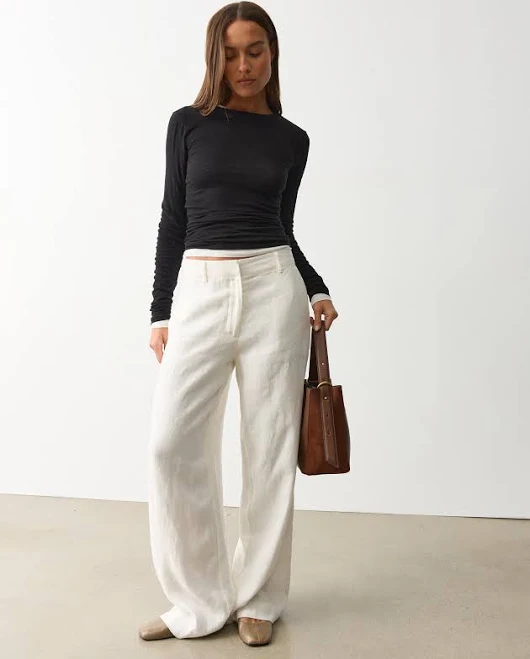 pants High-Rise Tailored Linen Pants Glassons $69.99