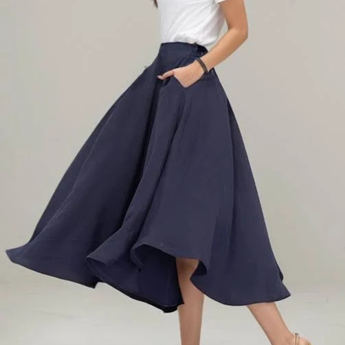 skirt High-Waisted Linen Swing Skirt Etsy - Ylistyle $80.1