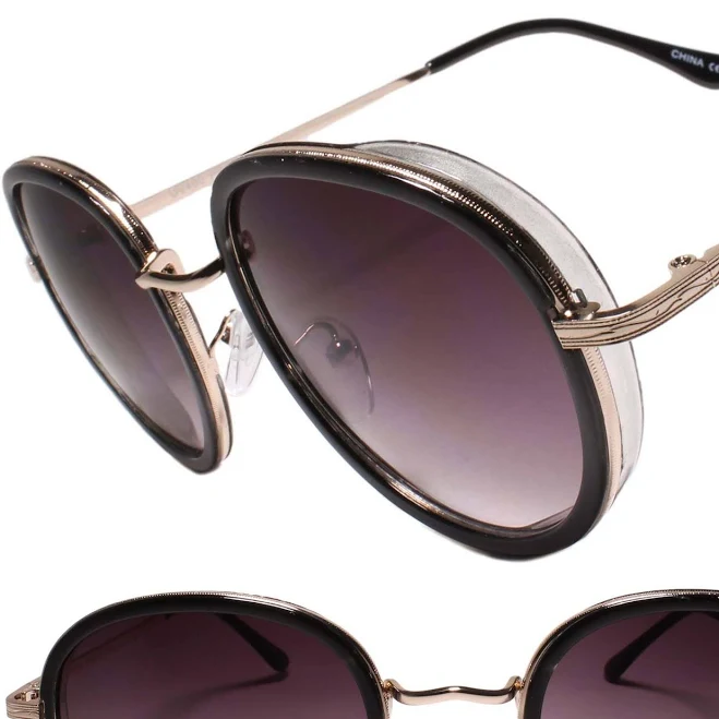 accessory Indie Dapper 80s 90s Retro Vintage Look Round Black & Gold Frame eBay - eyewear-zone $13.99