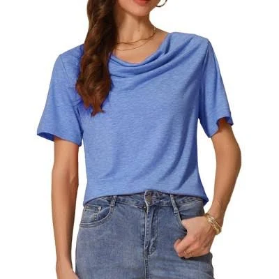 top Inspire Chic Women's Cowl Neck Short Sleeve Stretchy Shirt Target $20.99