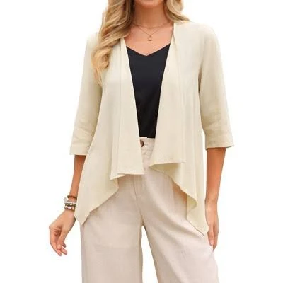 cardigan Inspire Chic Women's Linen 3/4 Sleeve Open Front Cardigan Target $29.99