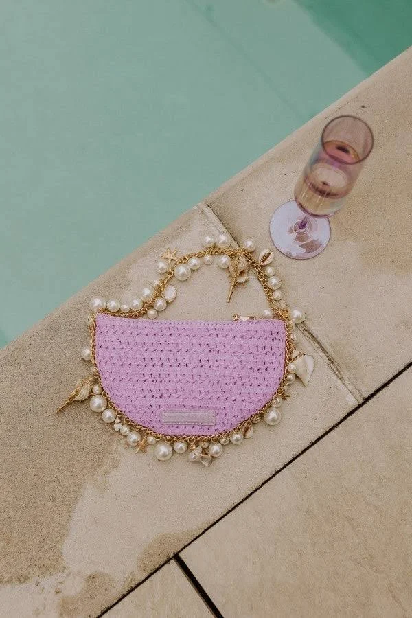 bag Isla Straw Woven Top Handle Bag in Lavender Impressions Boutique $110