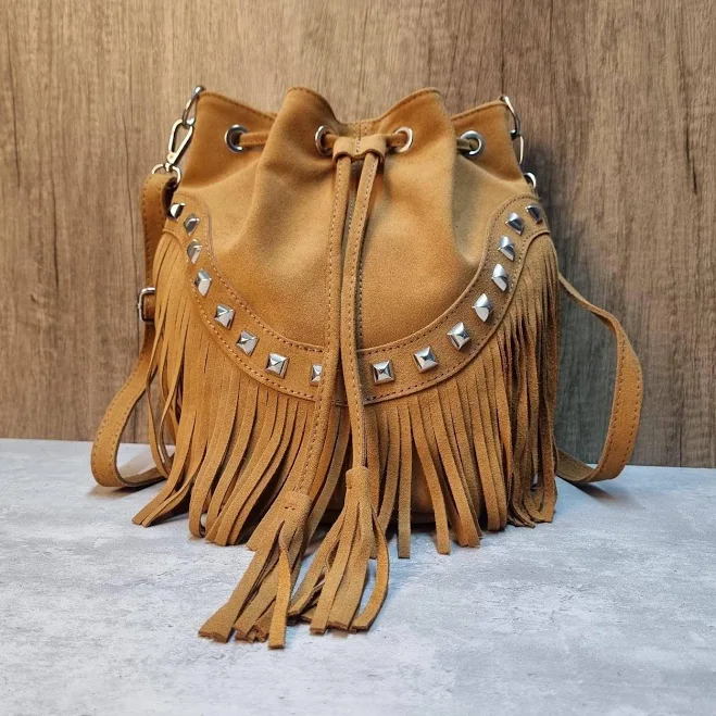 bag Italian Suede Leather Fringe Crossbody Bag Etsy - Seller $92.61