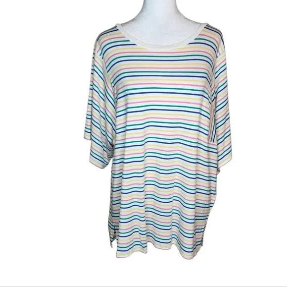 top J Crew Colorful Striped Short Sleeve Top Size Xl eBay - tonya4106 $29.99