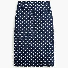 skirt J. Crew No 2 Pencil Skirt Navy White Polka Dot Stretch Cotton sz 8 Preppy Office eBay $39.71