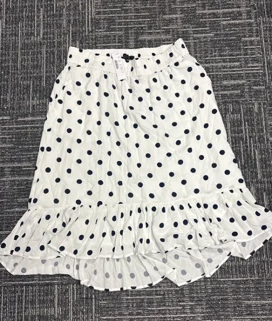 skirt J. Crew Women’s White With Navy Polka Dot Midi Elastic Waist Skirt. eBay - nicol8995 $25